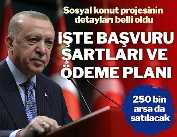 Erdoğan sosyal konut projesinin detaylarını açıkladı