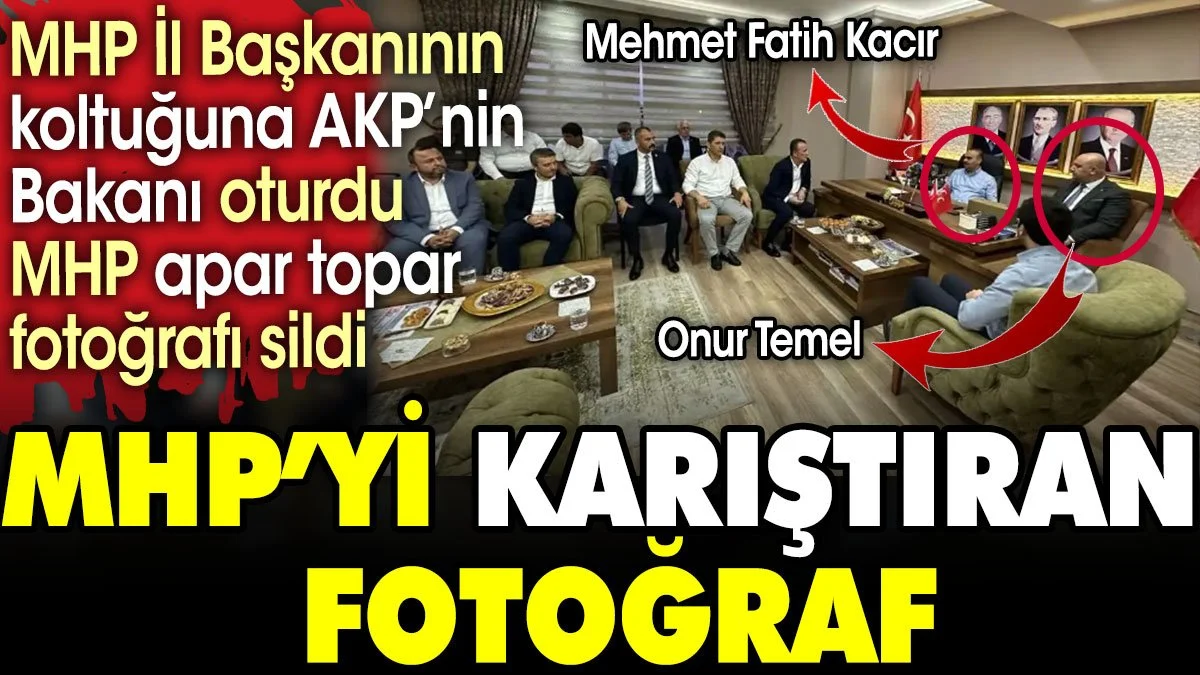 MHP'yi karıştıran fotoğraf. MHP İl başkanının koltuğuna AKP'li bakan oturunca ortalık karıştı